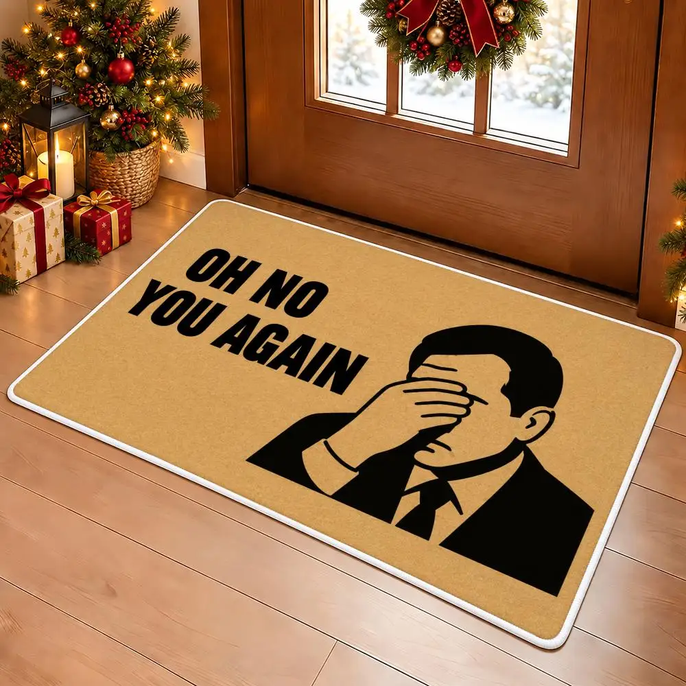 Oh No You Again Funny Chic Floor Mat Soft Non Slip Flannel Door Mat for Bathroom Kitchen Bedroom Home Decor