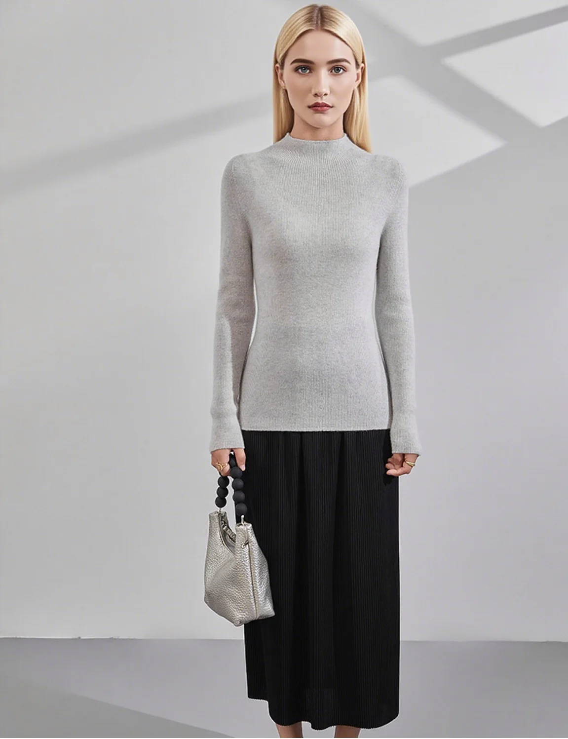 

Women 100% Cashmere Sweater Mock Neck Pullover Slim Fit Knitting Simple Design Style Cashmere Knitwear Autumn Winter Clothing