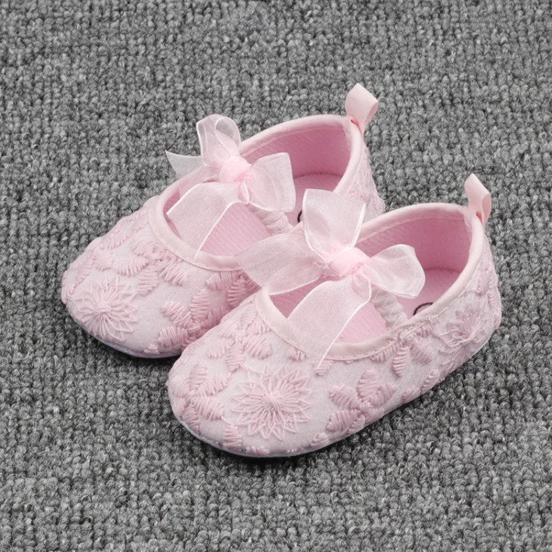 Cute Girl Bowknot Soft Soled Baby Breathable Shoes Comfortable Bottom Non-slip Newborn Shoes for 0--1 Year Old Baby