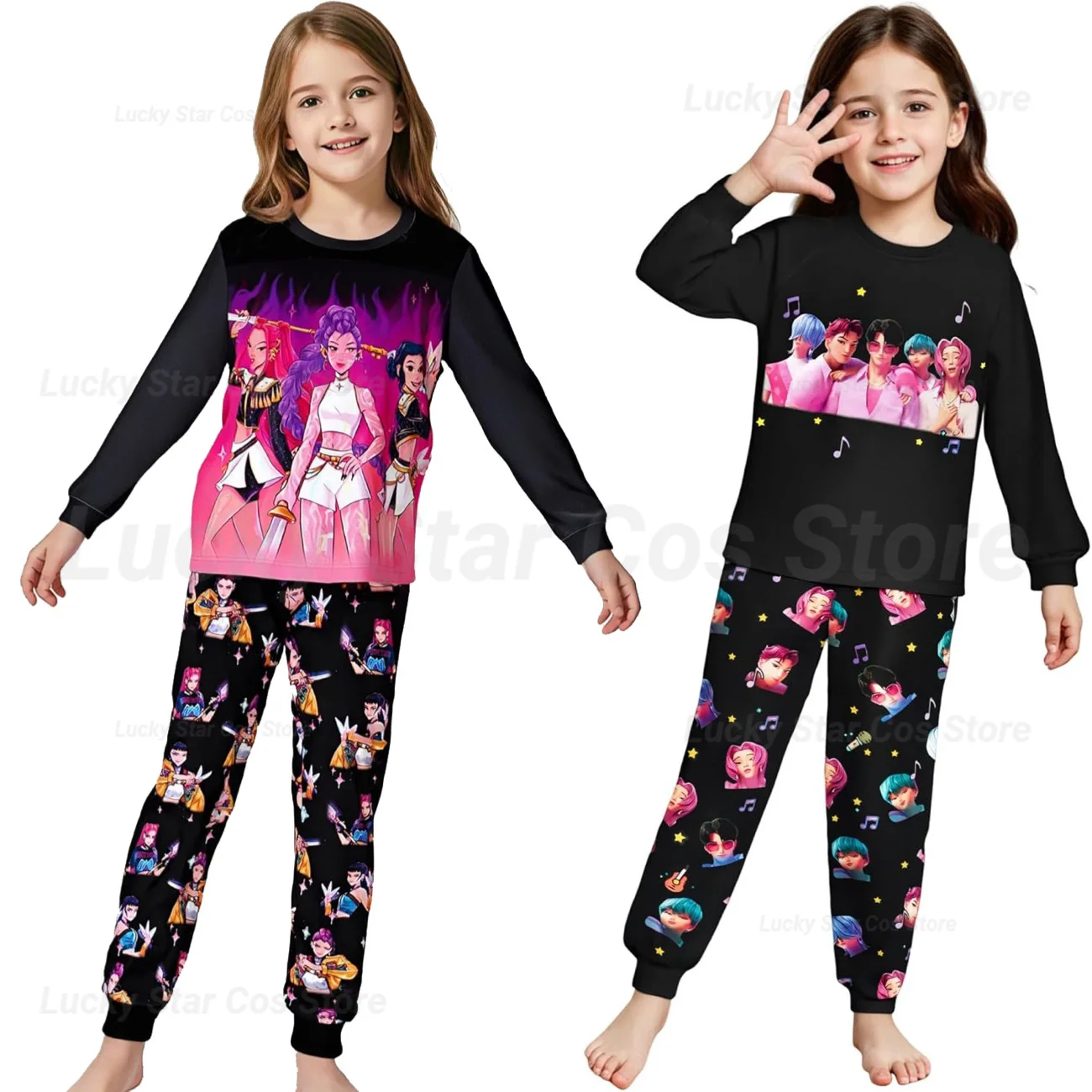 

Demon Hunters Pyjamas Kids K-Pop Cartoon Set Long Sleeve 2Pcs Home Sleepwear Pants for Boys Girls Baby Teens Autumn Collection
