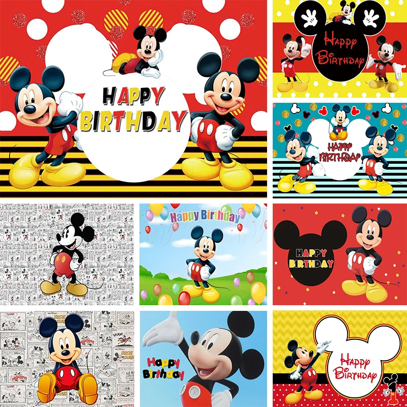 Mickey Mouse Backdrop Custom Boys Mickey Mouse Birthday Party Decoration Banner Blue Smash Cake Photo Background for Phorography