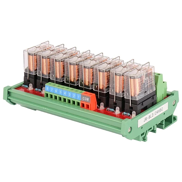 8 Channel 2CO 5A DC 24V 12V Relay Module Din Rail  PLC Micro Module Board