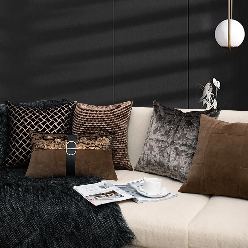 Autumn Cushion Cover 45x45cm Gold Brown Decorative Pillow Case for Sofa Bed Luxury Pillow Cover Home Decor Living Room