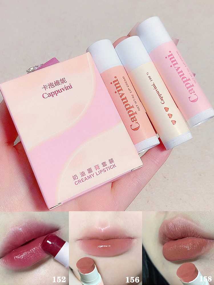 3 colored lip balm case with moisturizing, moisturizing, moisturizing, smoothing lip lines, removing dead skin and whitening Lip