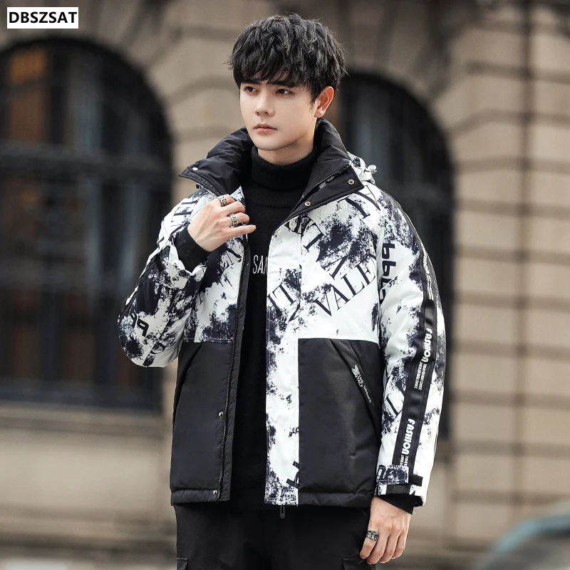 Parka imbottiti High Street uomo inverno lettera ricamo addensato caldo capispalla cappotti Hip Hop Stand Collar piumini oversize