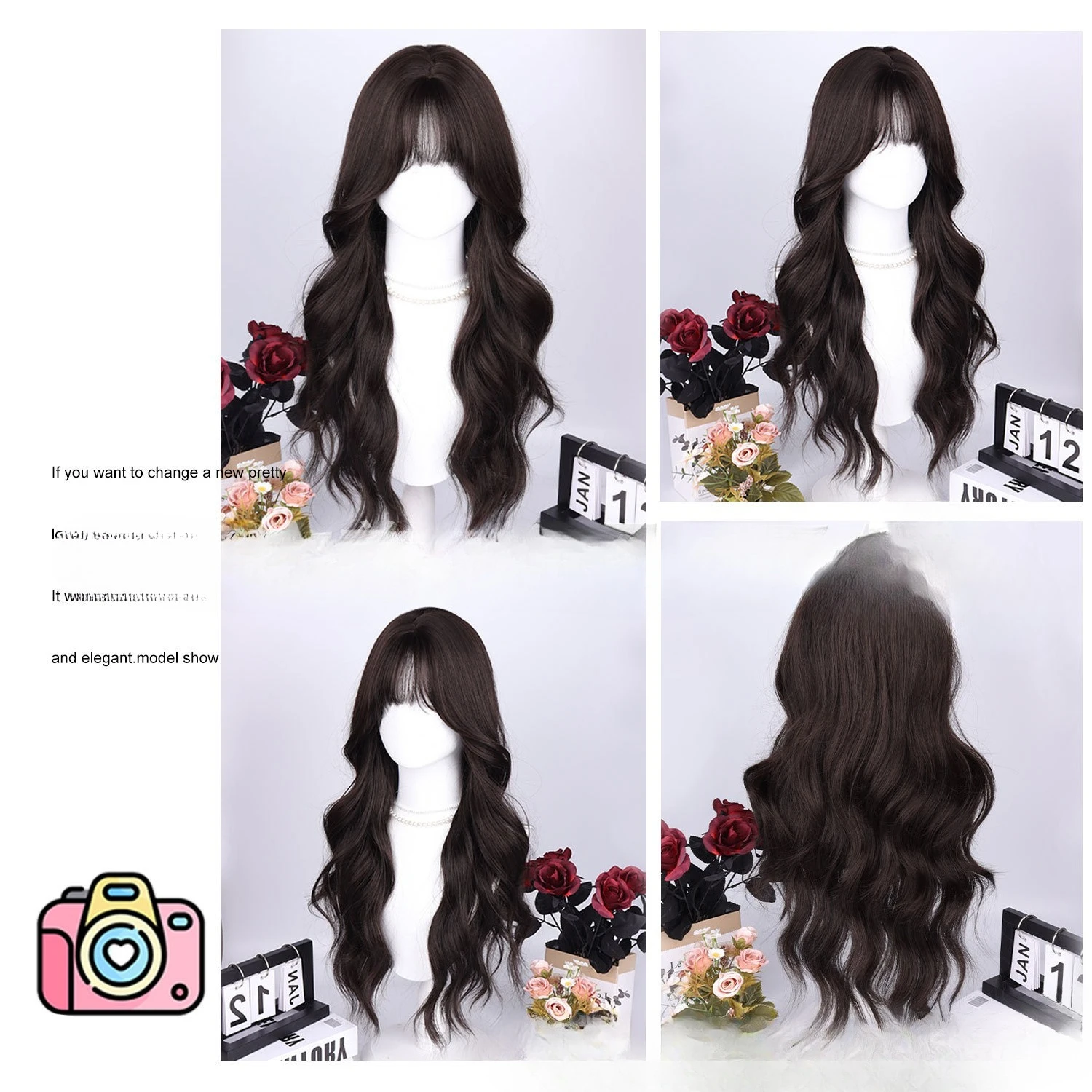 شعر مستعار تشى الانفجارات السوداء موجة كبيرة مايكرو لفة روز شبكة ارتفاع درجة الحرارة شعر مستعار الحرير كامل القبعات