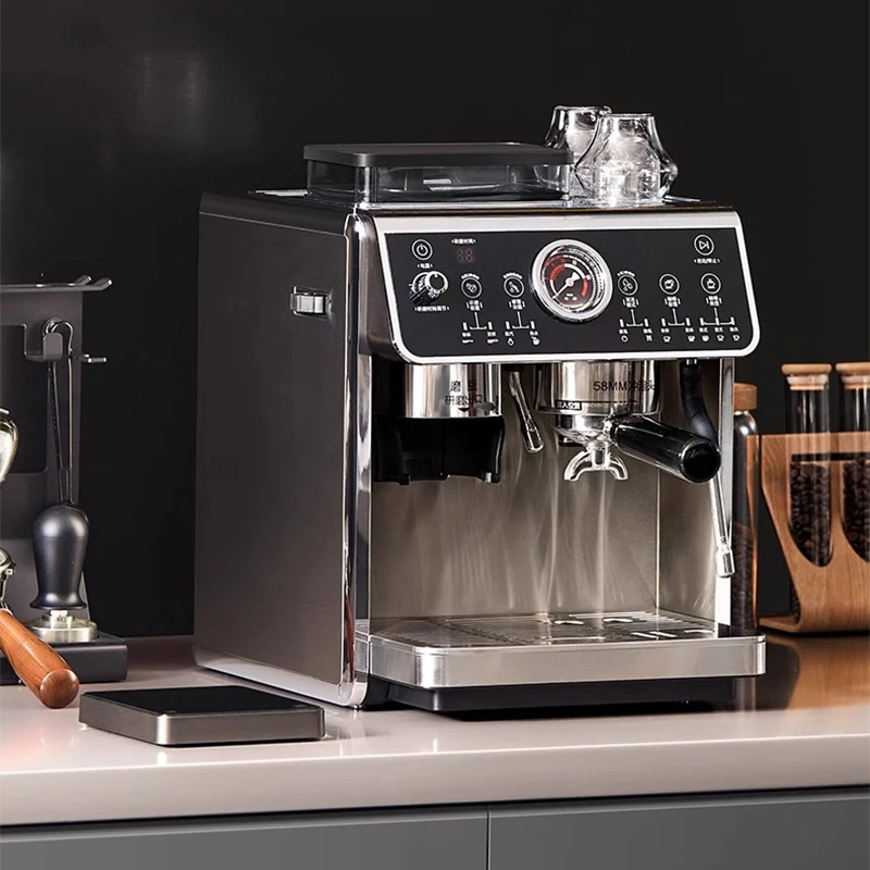 연마기 우유 거품 이중 펌프 포함 반자동 에스프레소 메이커, 에스프레소 카푸치노용 PID + NTC, 3in 1