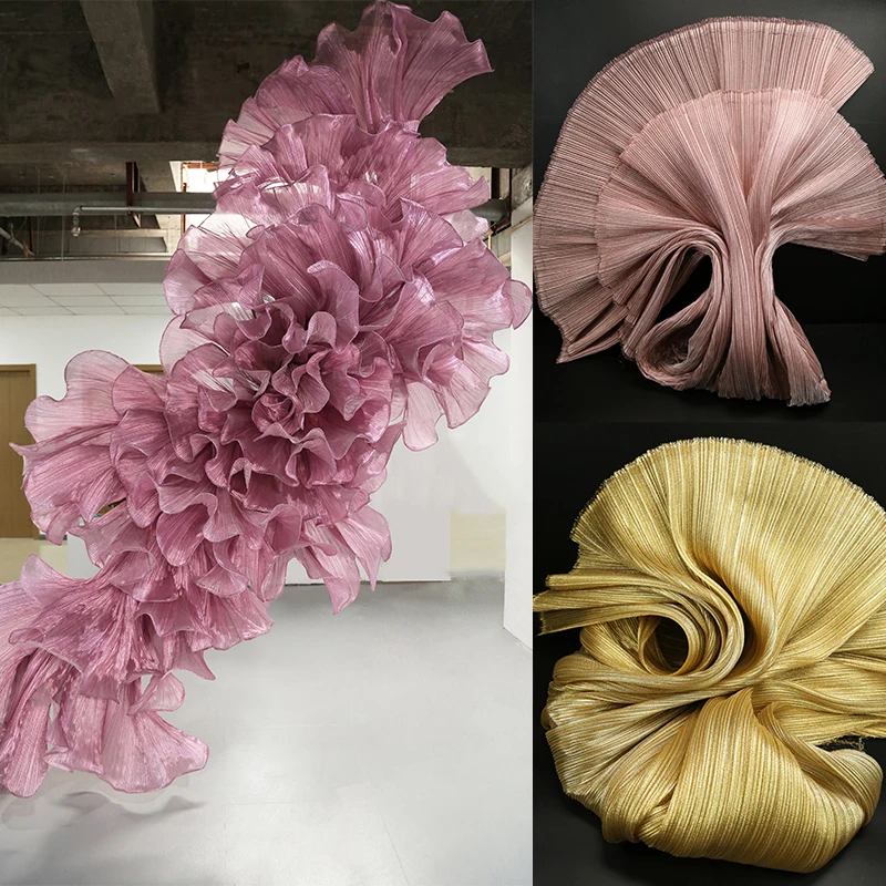 1M Pearlescent Yarn Sparkle Organ Pleated Fabric DIY Crinkle Wedding Stage Dress Photography Background Decoration Fabric