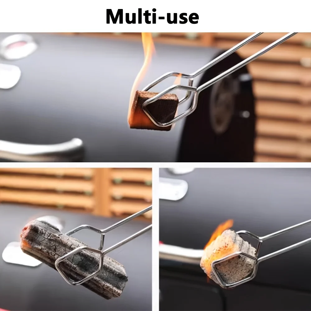 1pc BBQ Charcoal Tongs, Long And Heat-Resistant Barbecue Carbon… — view 4
