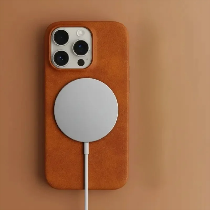 

For Iphone 17 Pro Max Cases 16 15pro 14 13 11 magnetic phone case cute Classic Durable Genuine Leather Vintage Back Cover