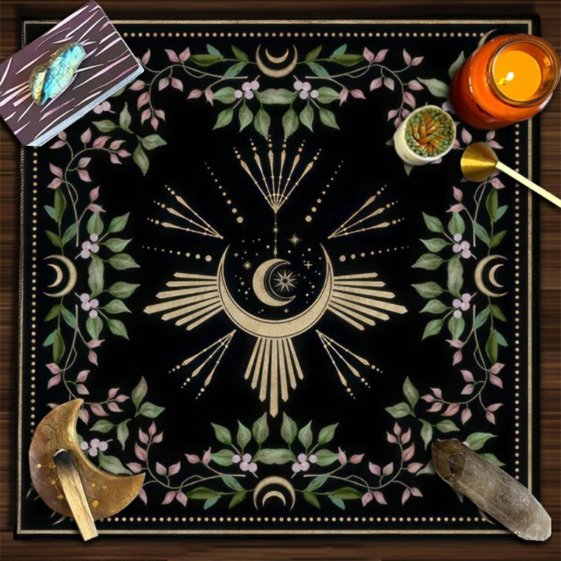 VIKAMA Tree of Life Moon Phase Tarot Altar Cloth Divination Mat Spiritual Witchcraft Astrology Wiccan Home Decor