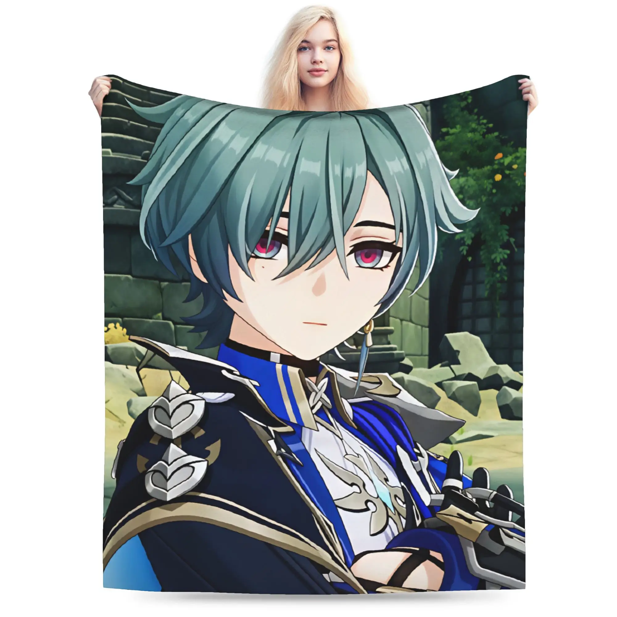 Soft Cozy Throw Blanket Camping Lohen Genshin Game Blanket  Flannel Bedspread For Couch Chair Trend Sofa Bed Cover
