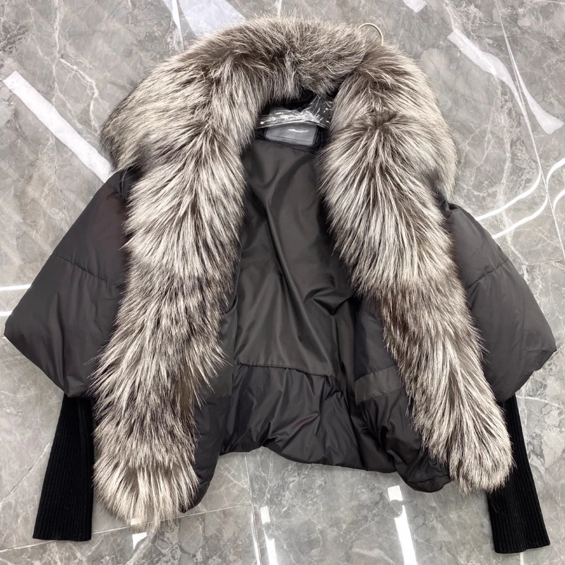 2025 Nieuwe Dames Vos Bontkraag Korte Donsjack Winterjas Mode Luxe Merk