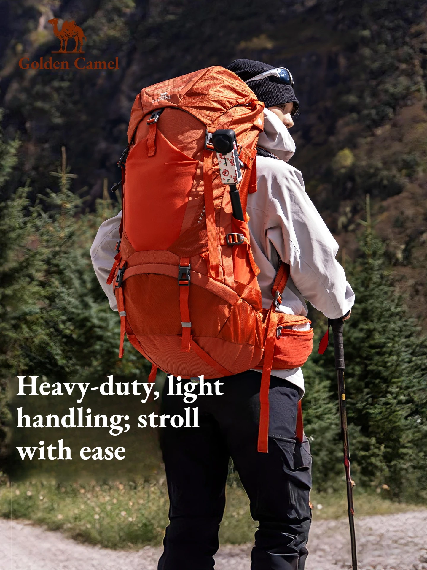 Golden Camel Hiking Backpack Outdoor Sports Bag 65L Large Capacity Ergonomic Design Backpack Camping Travel Waterproof Bagpack