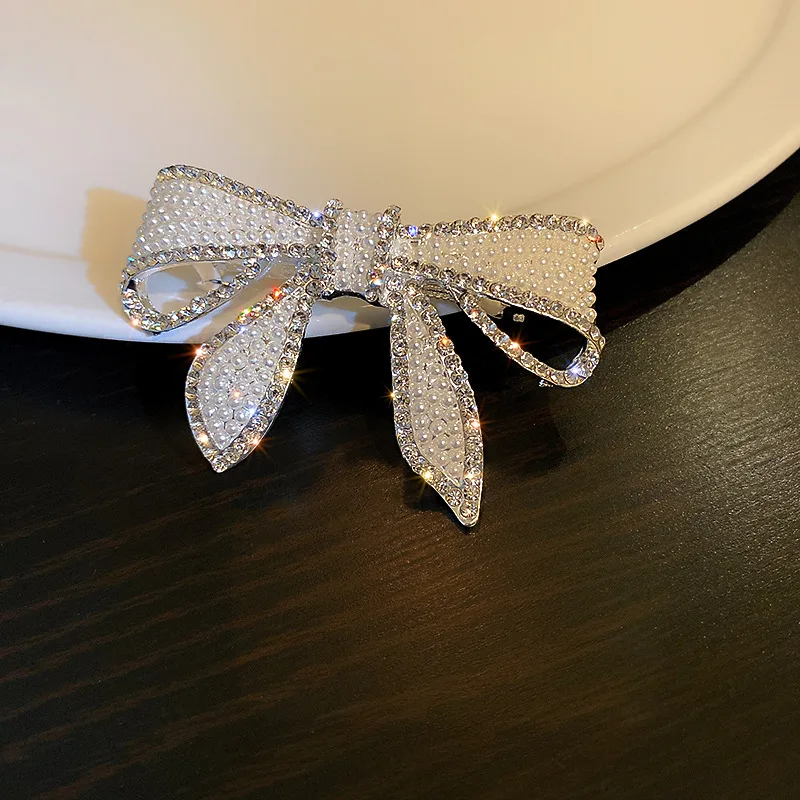 South Korea Diamond Bow Brooch Hair Clips Pins Shiny Gorgeous Bow Knot Butterfly Barrette Hairpins Clips for Women Wholesale