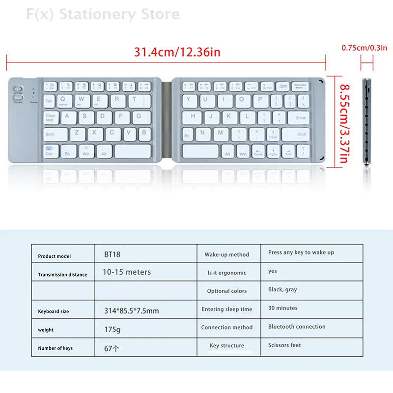 Two Folding Wireless Bluetooth Keyboard Mini Portable Keyboard Three Systems Multi-Function Universal