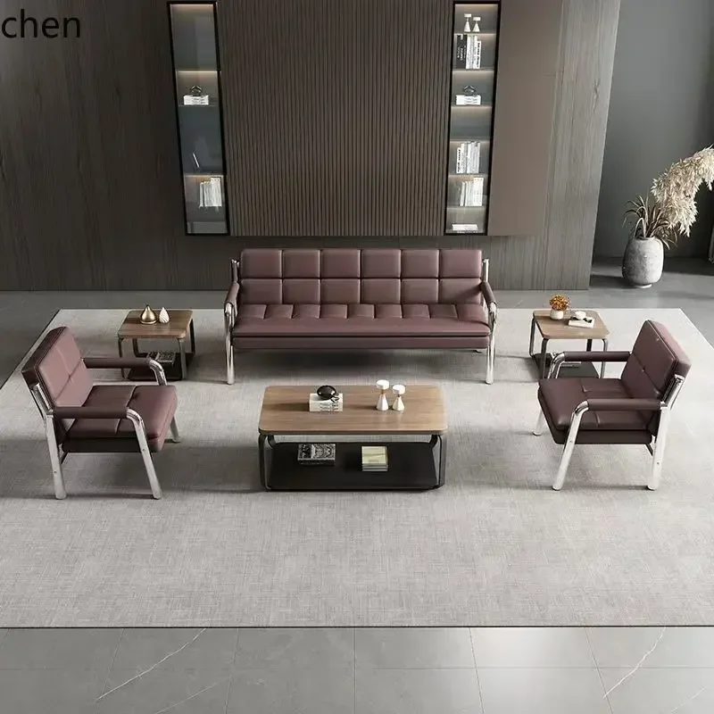 HYS office sofa coffee table combination simple meeting business reception sofa office three-person wrought iron sofa