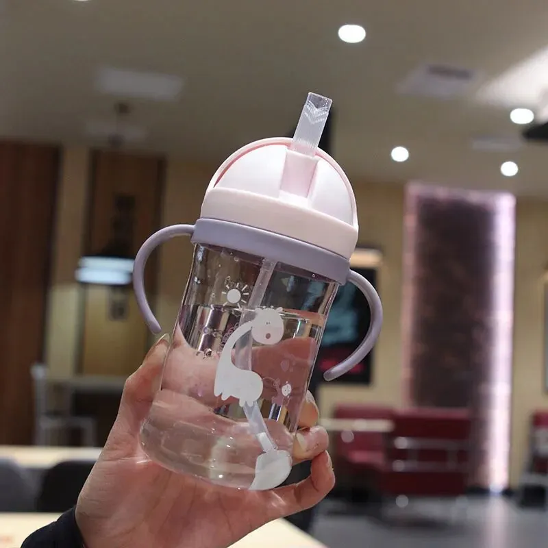 350ml trẻ em uống cốc Ăn chai với rơm trọng lực bóng rộng tầm cỡ chai