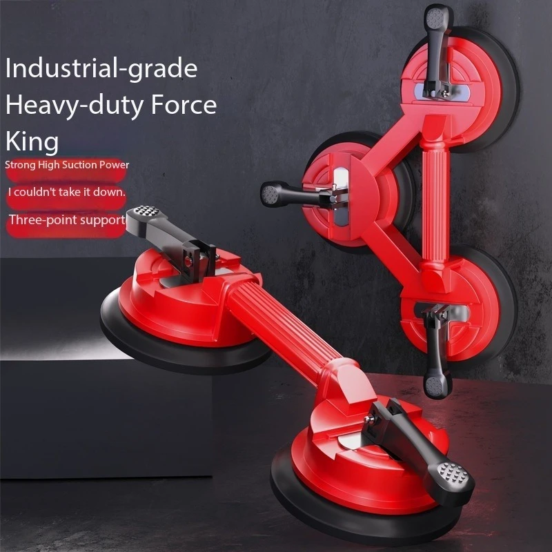 Glass Suction Cup Lifter 3 Cup Heavy Duty Vacuum Plate Lifter for Tile Glass Mirror Granite Lifting and Fixing Aluminum Body 2kg