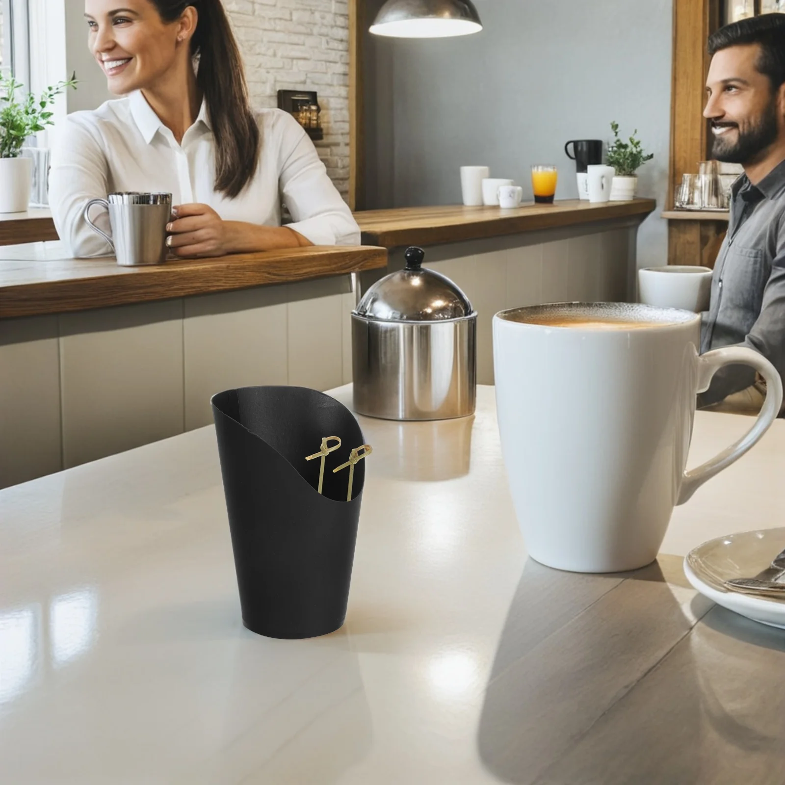 

1Set Disposable Kraft Paper French Fry Cups 12oz Slanted Rim Design with Bamboo Skewers for Parties Take-Out Outdoor Events