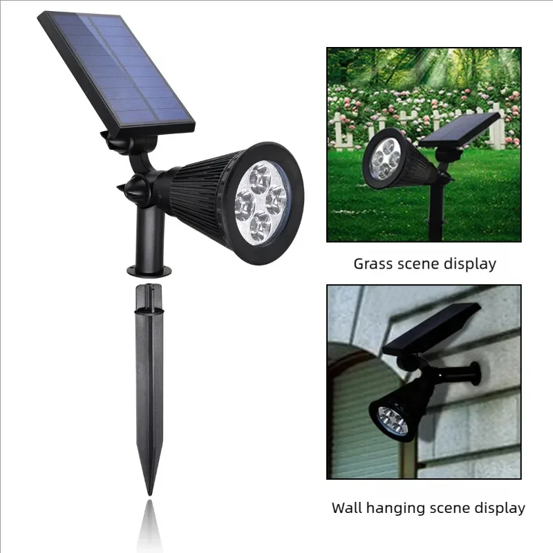 Outdoor Solar Spotlights Ground-plugged Lawn lamp LED 4Bulbs IP65 Waterproof Garden Stone Decorative Lamp tree-expanding light