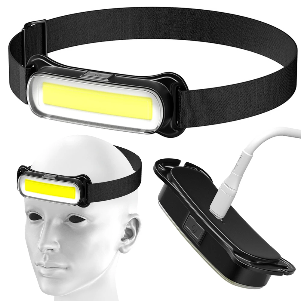 Rechargeable Headlight 3 Modes Head Lamp Waterproof Head Light Adjustable Headband for Outdoor Camping Running Cycling Fishing