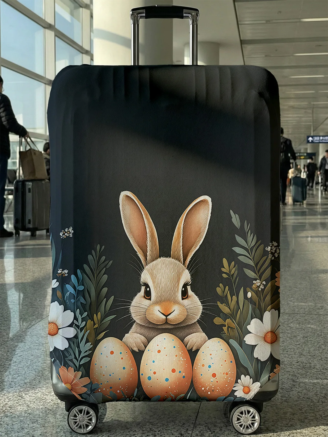 

Easter Cute Bunny Egg Flower Luggage Cover, Suitable for 18-32 Inch Luggage Cover, Luggage Handle Glove, Travel Accessories