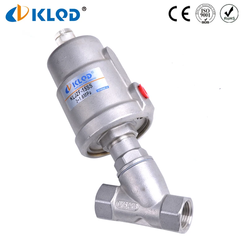 Stainless steel high temperature pneumatic steam thread corrosion resistant Y type angle seat valve for disinfection  pharmacy