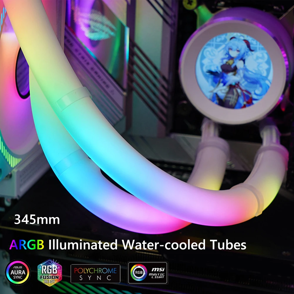 2pcs 5V 3PIN Aura Sync Luminous Water Cooling Tube Silicone ARGB Liquid Water Cooling Light-emitting Tube PC Case Decorative