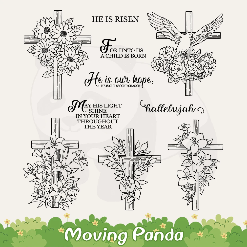 Cross With Flowers Pigeon Clear Stamps Peace Love DIY Scrapbooking Supplies Silicone Stamp For Card Making Albums Crafts Decor