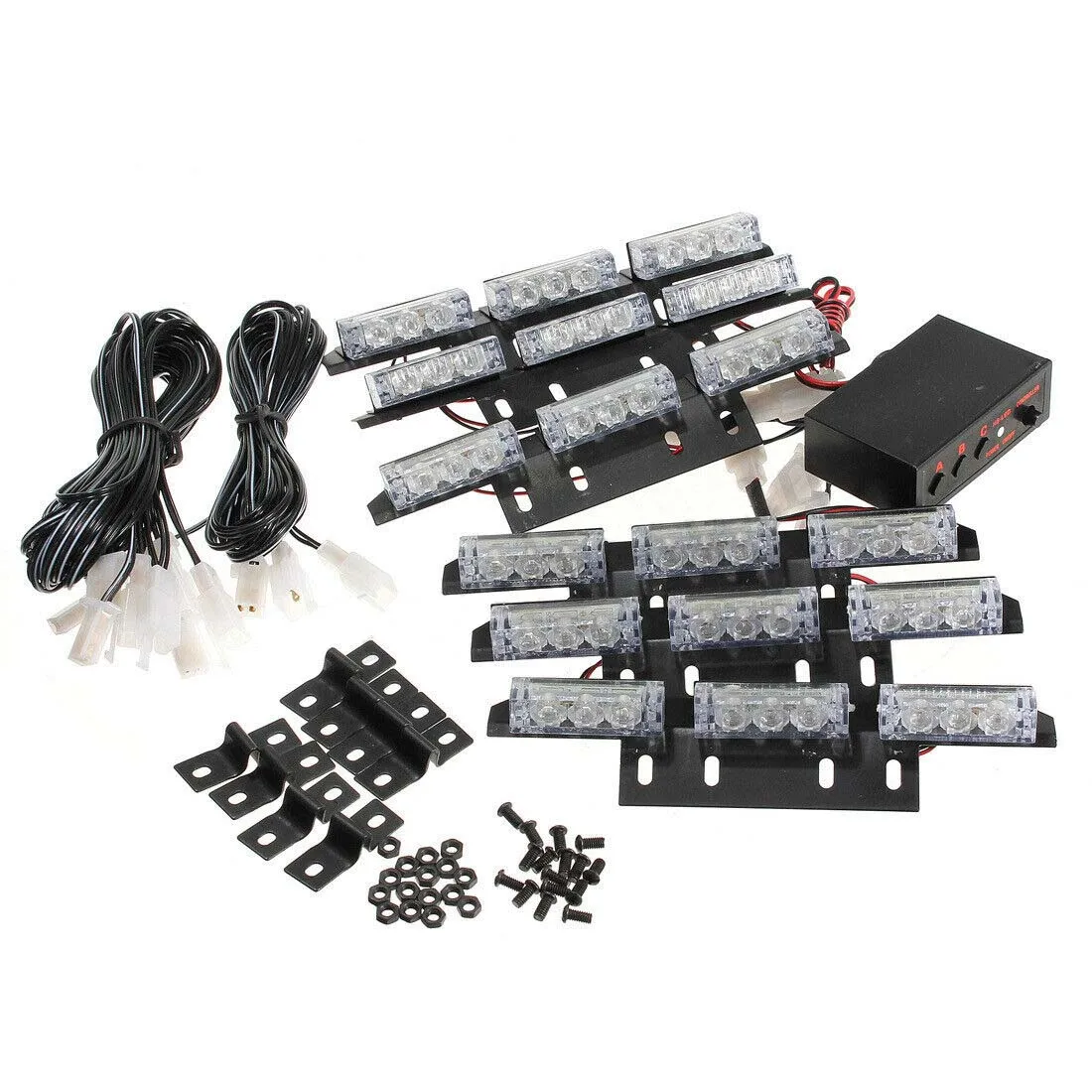 6pcs 9 LED strobe blinker flash lights 12V 54 LED Flashing Dash Visor Emergency Warning Light Strobe Light Bar