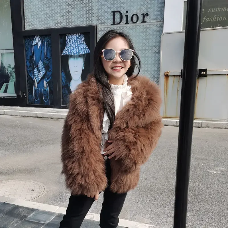 

Girls Faux Fur Coat 2024 Fashion Winter Warm Jacket For Kids Tops Beautiful Children Velvet Outerwear XMP507