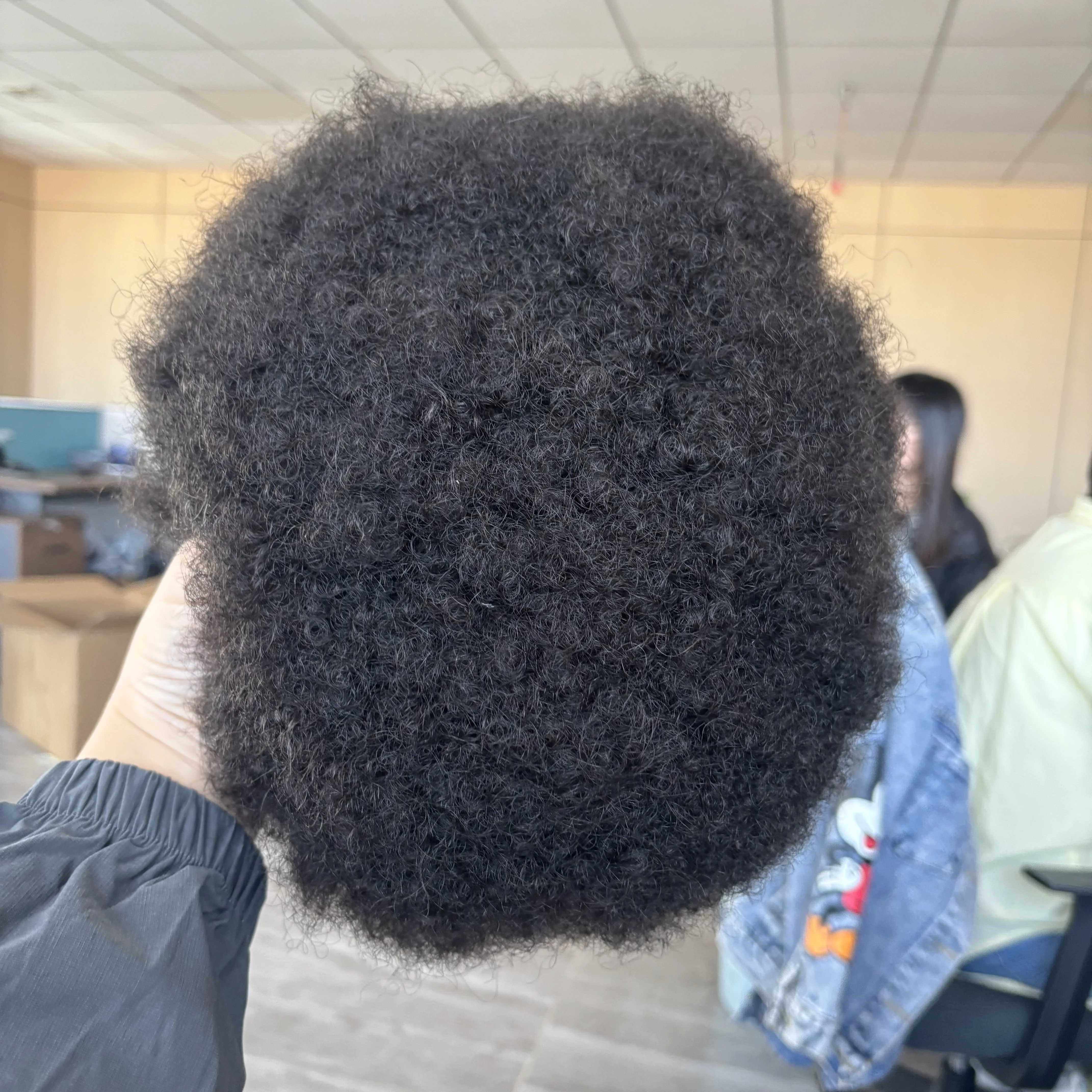 دائم سهل الارتداء 100% شعر الإنسان الأفرو رجل أسود 6 مللي متر ضيق مجعد الباروكات غير قابلة للاكتشاف شعري طبيعي الدانتيل العلوي و بولي Base قاعدة الرجال الشعر المستعار