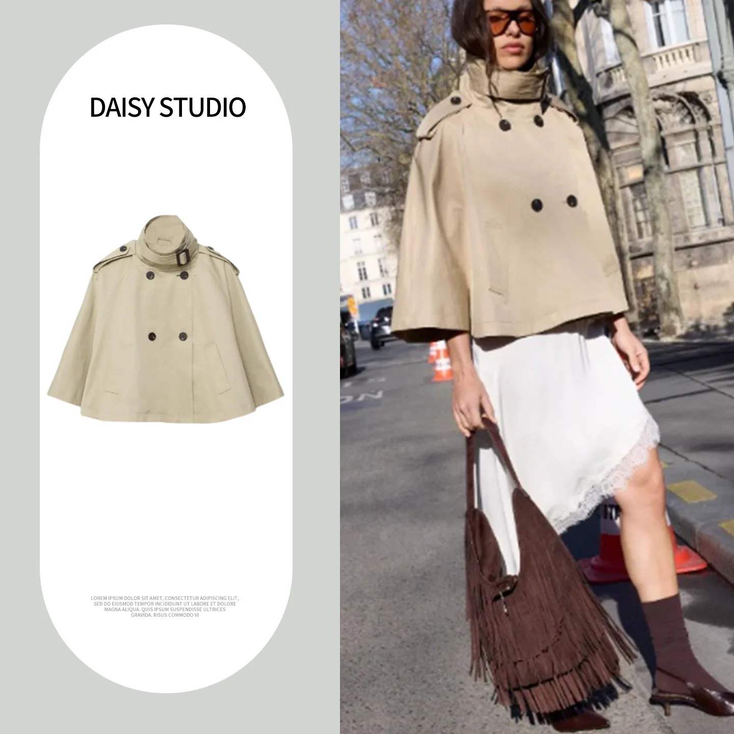 Spring Summer New Women's Simple Stand Collar Long Sleeve Double Button Short Style Wrap Coat Windbreaker Outerwear 1791516