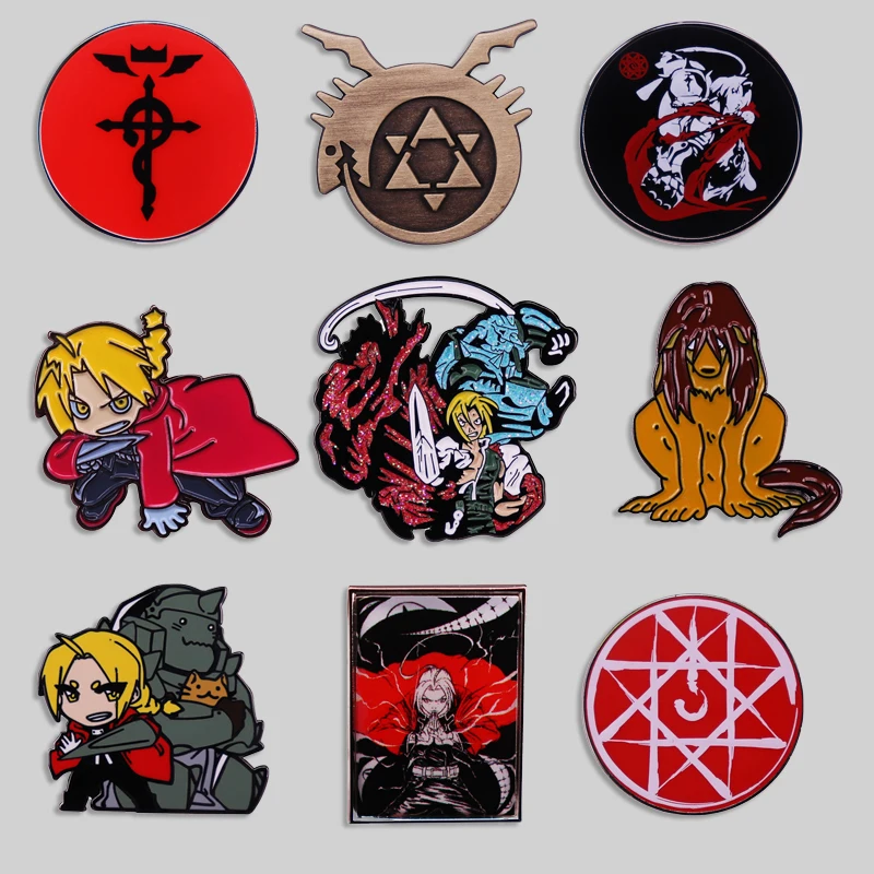 High Quality Japanese Manga Fullmetal Alchemist Enamel Pin Anime TV Badge Cartoon Brooch Backpack Hat Bag Lapel Pin Accessories