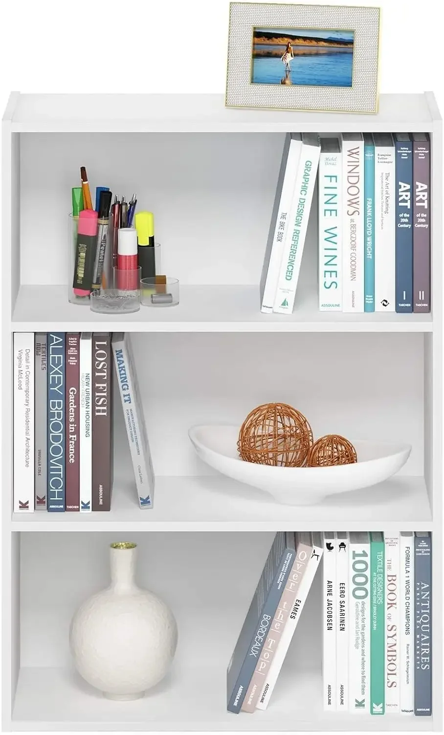 2024 USA Pasir 3-Tier Open Shelf Bookcase, Plain White Simple Stylish Design Yet Functional and Suitable for Any Room