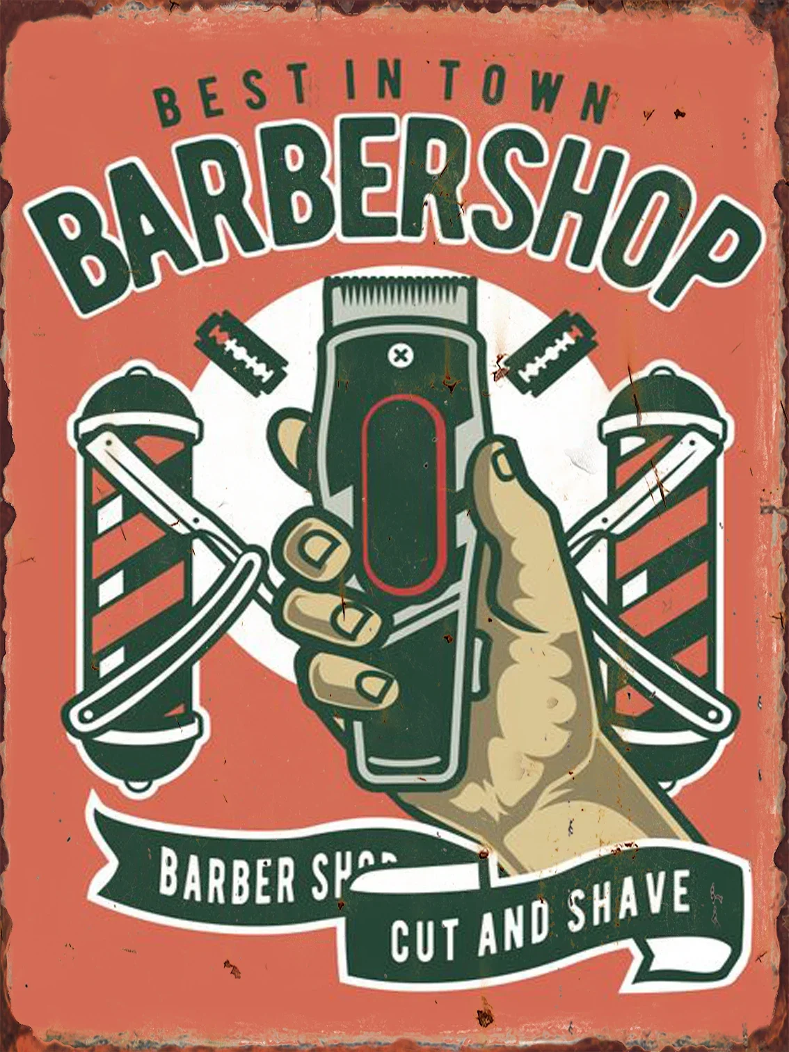 Barbershop Poster Barber Shave Beard Metal Tin Sign rotante Colorful Light Pattern Iron Art Board Barberies Wall Decor placca