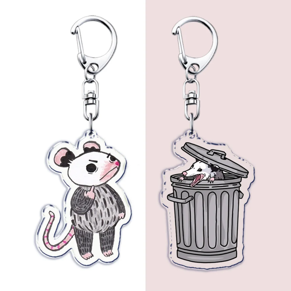 Funny Possum Meme Keychain for Accessories Bag Cute Opossum Pendant Key Chain Ring Animals Quotes Keyring Jewelry Fans Gifts