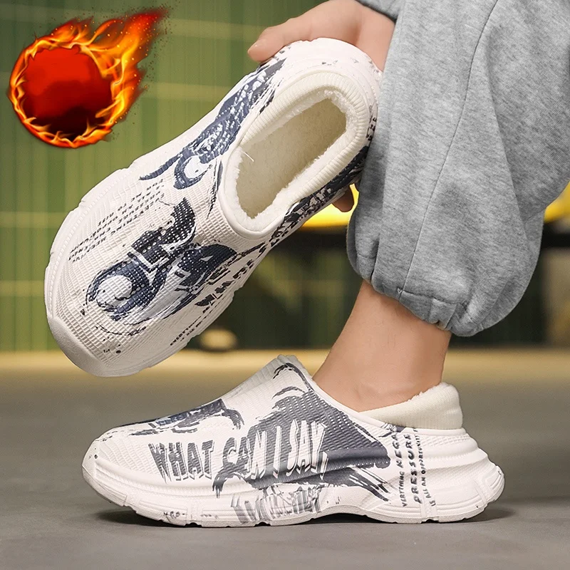 شبشب قطني للرجال، نمط جديد للخريف والشتاء، نعل داخلي سميك، مبطن بالصوف، دافئ، غير قابل للانزلاق، مقاوم للماء، حذاء قطني مغلق من الأمام #5