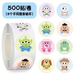 500pcs/Roll Disney Toy Story Cartoon Round Sealing Sticker DIY PVC Laptop Decals Decoration Stiker Reward Gift Toys