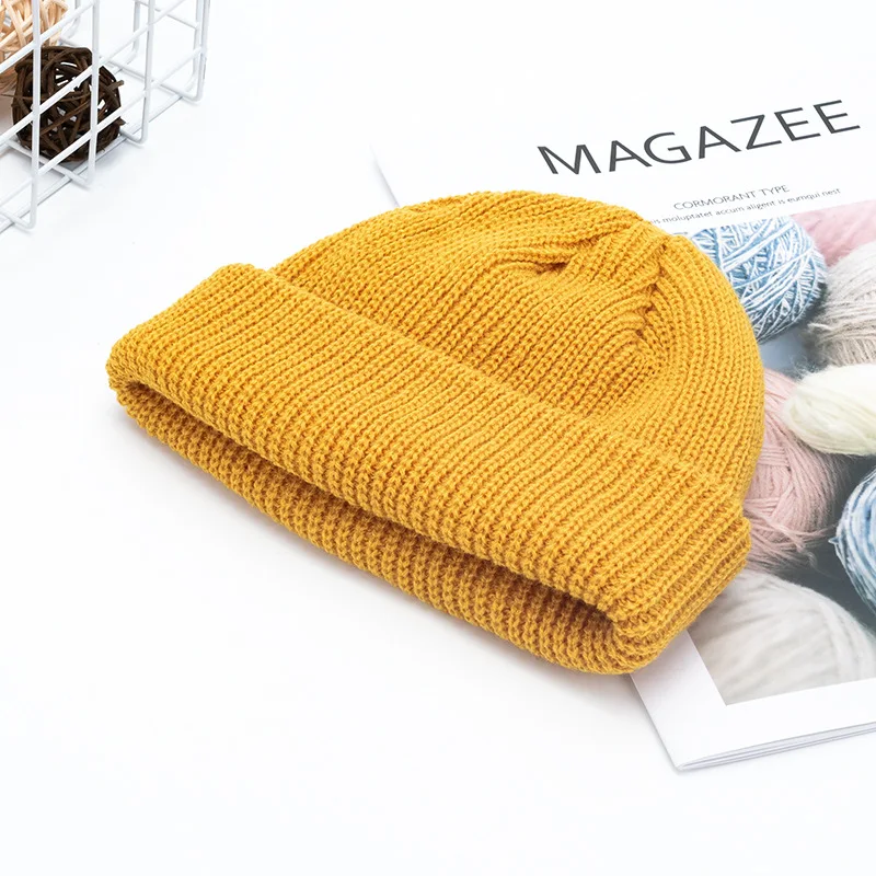 Kids Children Boys Girls Solid Winter Knitted Beanies Cap Keep Warm Hats Loop Skullies Beanie Caps Unisex New 2024 Black Yellow