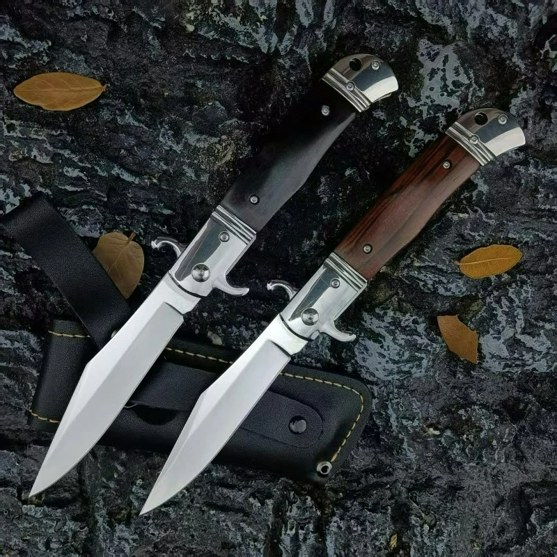 

New Russian Finka NKVD KGB Folding Knife Wood Handl edc multitool knives Daily at home cutting outdoor bushcraft tactical knife