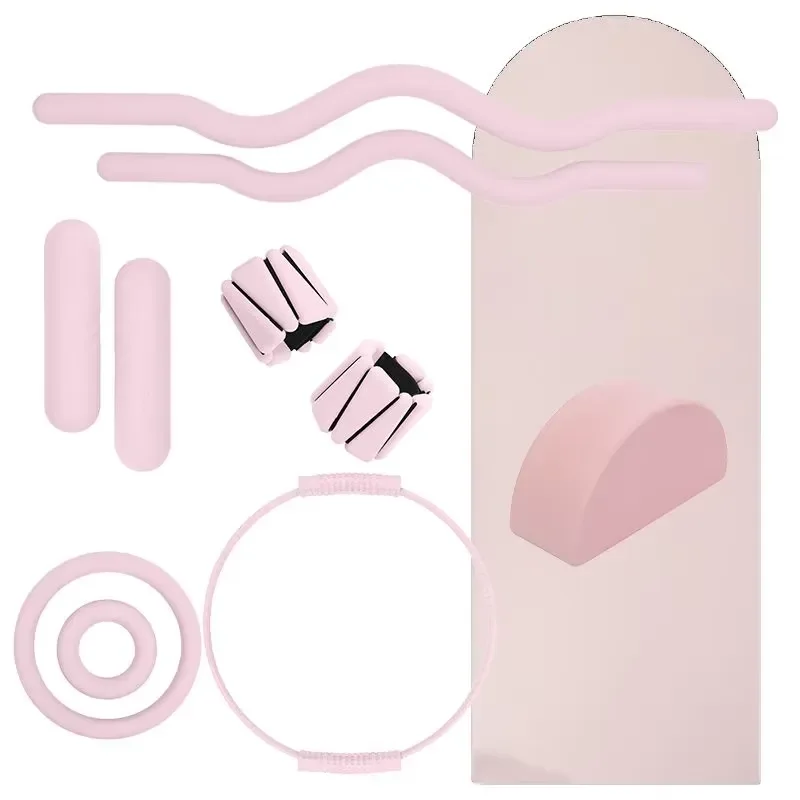 Adjustable Yoga Resistance Band Set for Women Pink Elastic Fitness Strap Pilates Ring Core Training Exercise Equipment High
