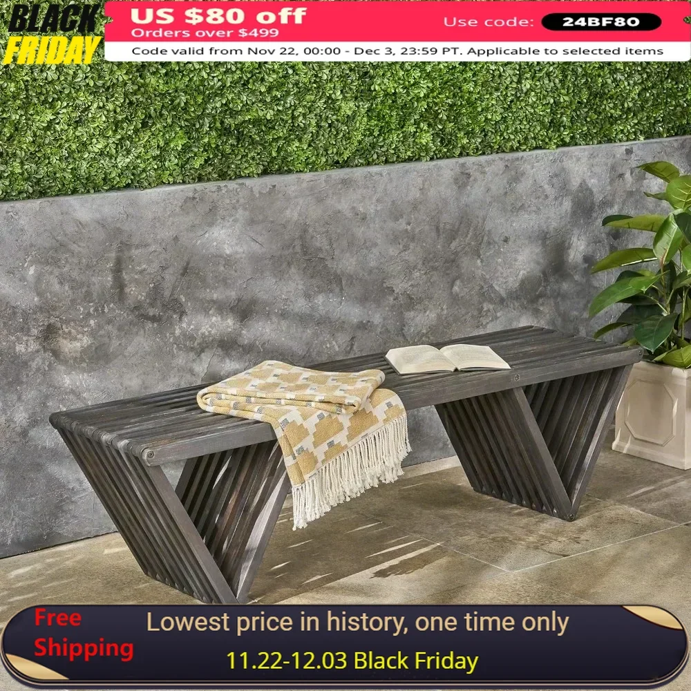 

Patio Benches, Outdoor Wood Bench, Dark Gray Finish, Dark Gray Patio Benches