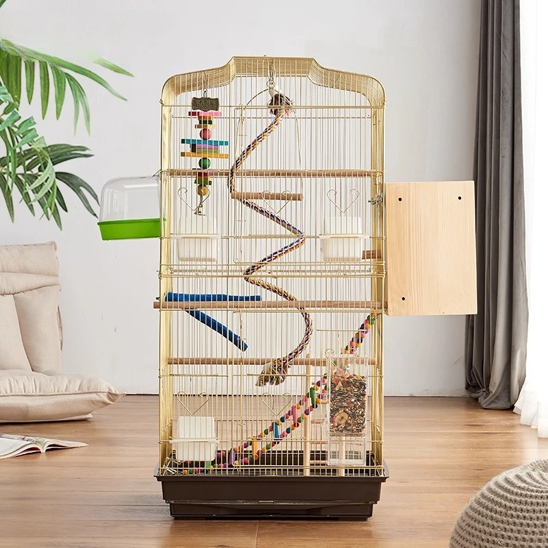 

Electroplated gold breeding cage, parrot cage, bird cage, large, large tiger skin Xuanfeng special luxury
