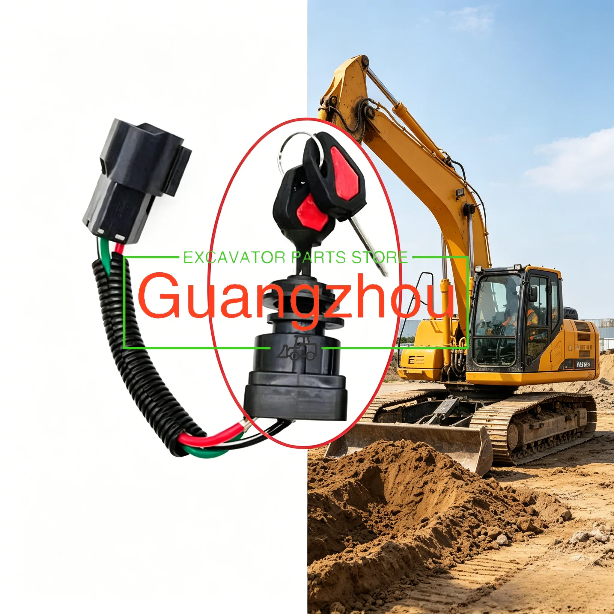 Excavator Universal Lgnition Switch Key RC411-53964 RC461-53962 Start Switch Lock for Kubota U15 U20U25 U30 KX155 163 175