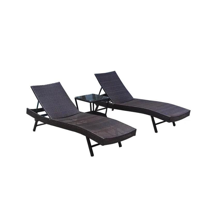 Outdoor lounge chair villa courtyard swimming pool beach chair outdoor open-air hot spring spa rattan folding bed