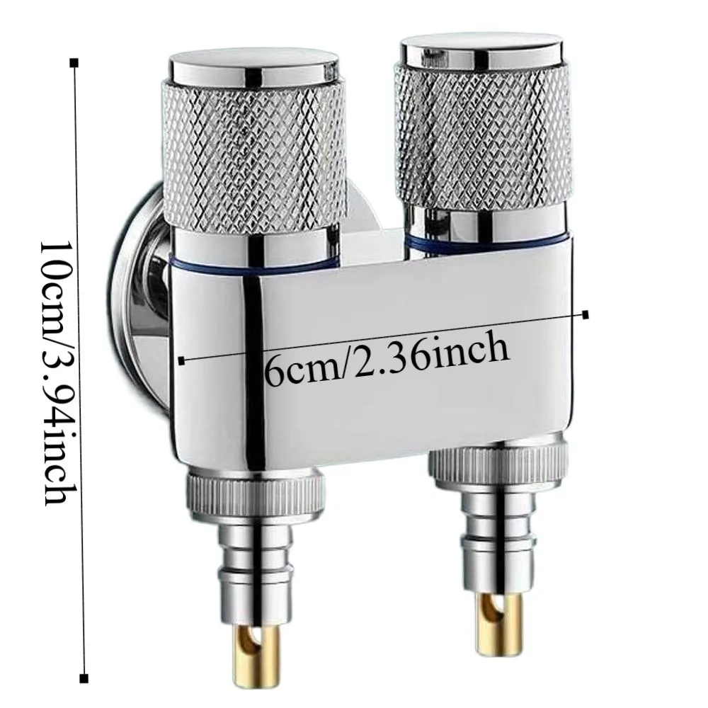 Universal Interface Double Outlet Valve Faucet Knob Type Shower Shut Off Valve Stainless Steel Lichee Pattern