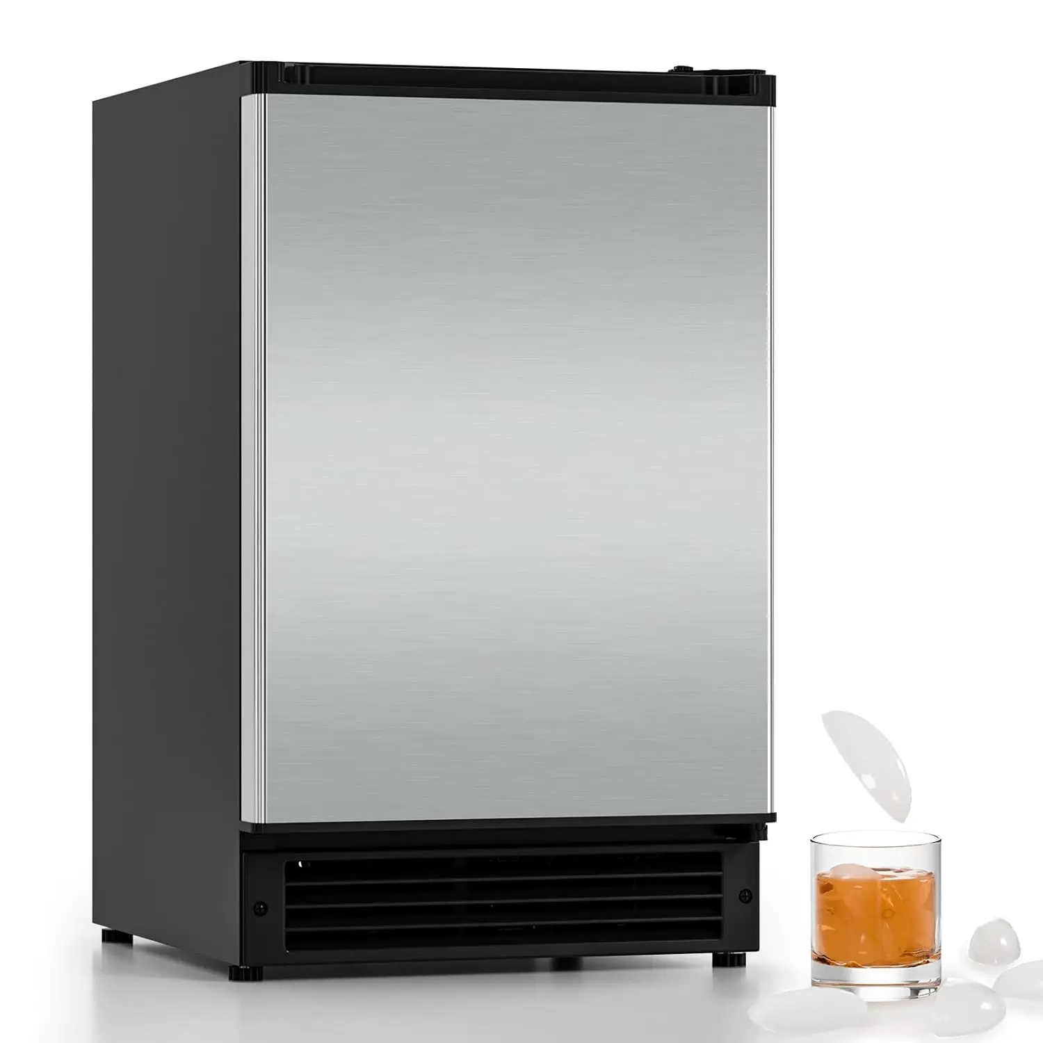 

Льдогенератор под столешницу без слива воды, 15 дюймов (Ш), с контейнером для хранения на 12 фунтов, лед в форме полумесяца, не требует слива, нержавеющая сталь, на заказ