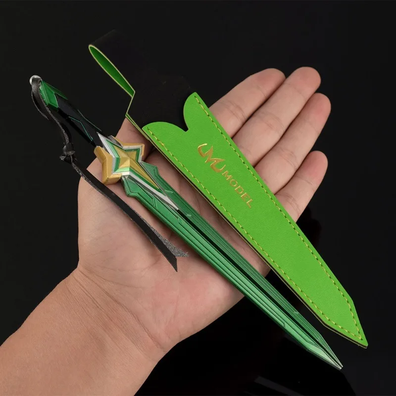 22cm/8.66in Valorant Model Broni Peryferyjnej Popularny Wojskowy Metalowy Skórzany Pokrowiec Rękodzieło Ozdoby Kolekcja Prezent